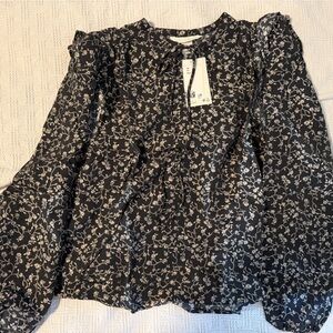 H&M Black Floral Blouse